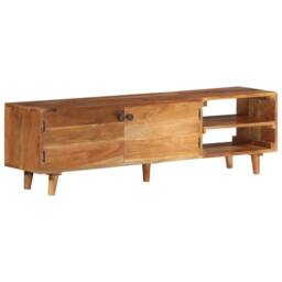 Berkfield Home TV Cabinet Solid Wood Acacia with Honey Finish 140x30x40 cm in Brown - Size: 140 x 30 x 40 cm - thumbnail 2