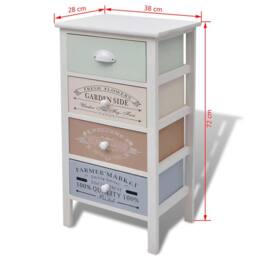 Berkfield Home French Storage Cabinet 4 Drawers Wood in White - thumbnail 6