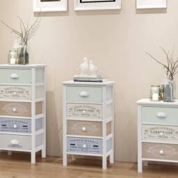 Berkfield Home French Storage Cabinet 4 Drawers Wood in White - thumbnail 1