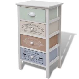 Berkfield Home French Storage Cabinet 4 Drawers Wood in White - thumbnail 2
