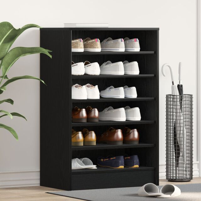 Berkfield Home Shoe Cabinet in Black Oak, 60x35x92 cm, Made of Engineered Wood - Size: 60 x 35 x 92 cm - image 1