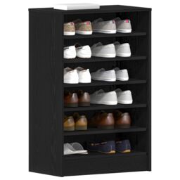 Berkfield Home Shoe Cabinet in Black Oak, 60x35x92 cm, Made of Engineered Wood - Size: 60 x 35 x 92 cm - thumbnail 3