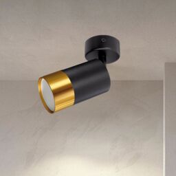 CGC Lighting 'Puzon' Black GU10 Adjustable Surface Ceiling Downlight Flush Spot light with Gold Bezel - thumbnail 3