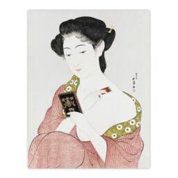 "Artery8 Woman Applying Powder Portrait Vintage Wall Art Print Hashiguchi in Pink - Size: W12"" x H16""" - thumbnail 1