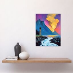 "Artery8 Lighthouse by Volcano Iceland Coastal Landscape Wall Art Print in Blue - Size: W24"" x H32""" - thumbnail 4