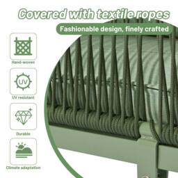 HomeTouch Green 5 Seat Outdoor L-Shaped Lounge Set with Coffee Table - Size: 3 Pack - thumbnail 7