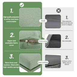 HomeTouch Green 5 Seat Outdoor L-Shaped Lounge Set with Coffee Table - Size: 3 Pack - thumbnail 6