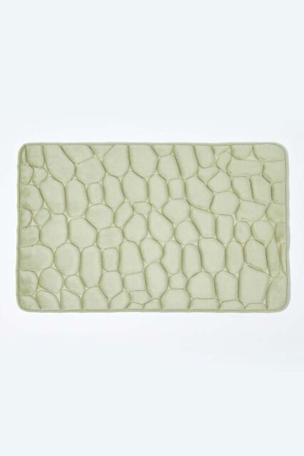 Homescapes Memory Foam Pebble Design Bath Mat in Green - image 1