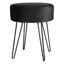 Harbour Housewares Round Velvet Footstools - H40 x D35cm - Black Hairpin Legs - Pack of 2 - thumbnail 6