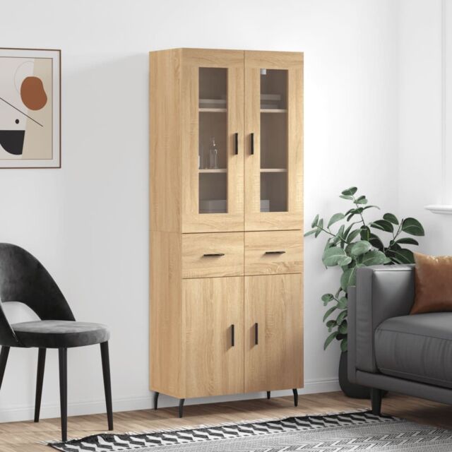 Berkfield Home Highboard Sonoma Oak 69.5x34x180 cm Engineered Wood in Brown - image 1