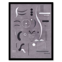 Artery8 Four Parts Abstract Watercolour Kandinsky Framed Wall Art Print in Grey - Size: A4 - thumbnail 1