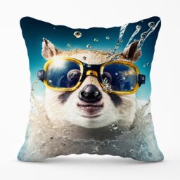 Warren Reed - Designer Dormouse With Glasses Splashart Outdoor Cushion in Brown - Size: 60 cm x 60 cm - thumbnail 1