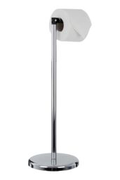 Orsina Luxe Chrome Toilet Roll Holder With Hinged Arm, Metal Toilet Roll Stand, Paper Dispenser With Stackable Rod in Silver - thumbnail 2