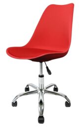 Fusion Living Soho Plastic Dining Chair with Swivel Base in Red - thumbnail 2