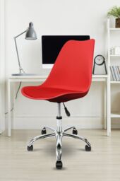 Fusion Living Soho Plastic Dining Chair with Swivel Base in Red