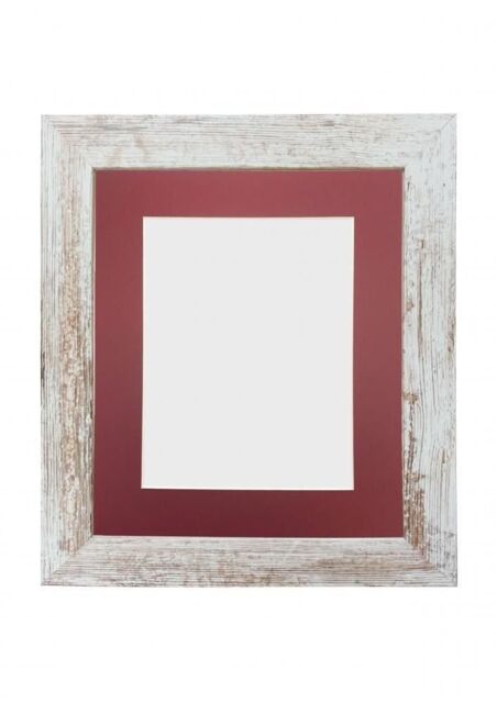 Frames & Mirrors 4U Metro Distressed White Frame with Red Mount A4 Image Size 10 x 6 - image 1