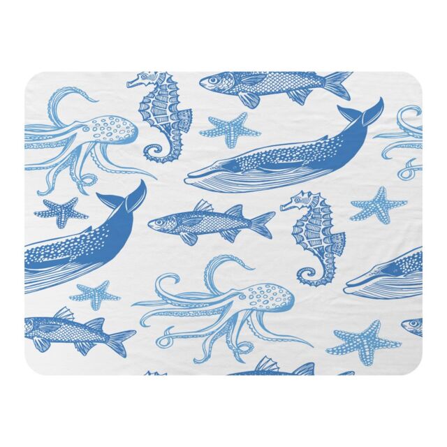 Benjamin Tate Design Sealife Blanket in Natural - Size: 120 cm x 150 cm - image 1
