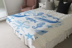 Benjamin Tate Design Sealife Blanket in Natural - Size: 120 cm x 150 cm - thumbnail 3