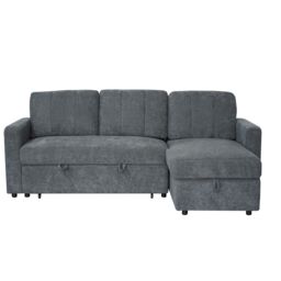 Aspire Nexis Corner Sofa Bed with Storage, Chaise on the Right in Light Grey - Size: 3 Seater - thumbnail 3