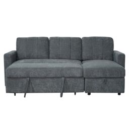 Aspire Nexis Corner Sofa Bed with Storage, Chaise on the Right in Light Grey - Size: 3 Seater - thumbnail 4