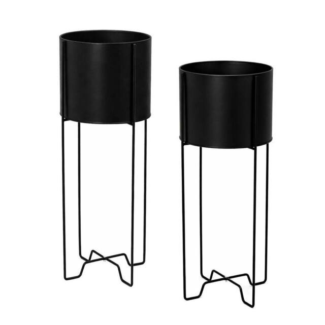Havendro 2 Modern Black Metal Plant Stands - image 1