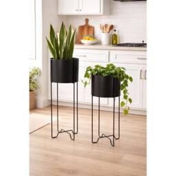 Havendro 2 Modern Black Metal Plant Stands - thumbnail 3
