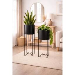 Havendro 2 Modern Black Metal Plant Stands - thumbnail 2