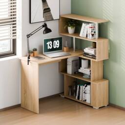 KORVIXA Computer Desk Corner Desk Office 360° in Natural - Size: 100 cm x 100 cm - thumbnail 3