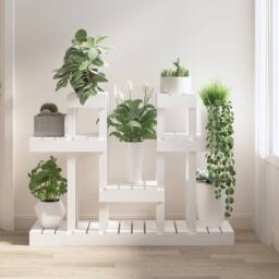 Berkfield Home Plant Stand White 104.5x25x77.5 cm Solid Wood Pine - thumbnail 2