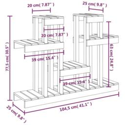 Berkfield Home Plant Stand White 104.5x25x77.5 cm Solid Wood Pine - thumbnail 8