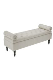H&O Direct Flip-Up Storage Ottoman with Side Arms in Beige - thumbnail 4