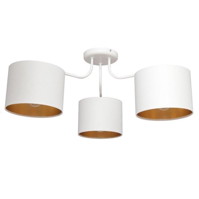 Netlighting Alba Multi Arm Semi Flush Ceiling Light White Gold 65cm