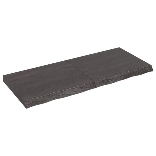 Berkfield Home Wall Shelf Dark Grey 120x50x(2-6) cm Treated Solid Wood Oak in Brown - image 1