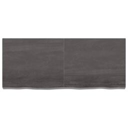 Berkfield Home Wall Shelf Dark Grey 120x50x(2-6) cm Treated Solid Wood Oak in Brown - thumbnail 2