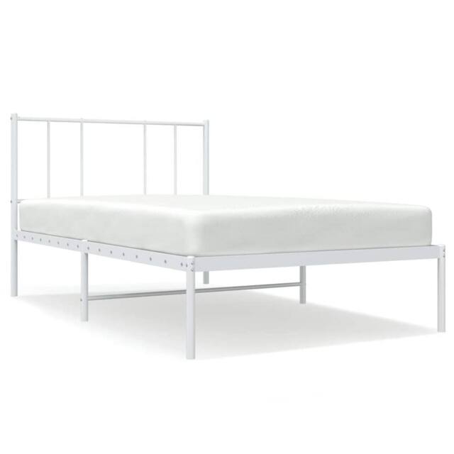 Berkfield Home Metal Bed Frame with Headboard White 107x203 cm - image 1