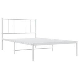 Berkfield Home Metal Bed Frame with Headboard White 107x203 cm - thumbnail 3