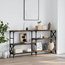 Berkfield Home Console Table Smoked Oak 150x29x76.5 cm Engineered Wood in Brown - thumbnail 2