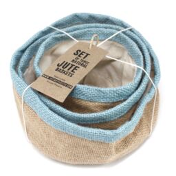 KDMD Set of 3 Natural Jute Baskets in Teal - thumbnail 2