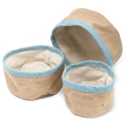 KDMD Set of 3 Natural Jute Baskets in Teal - thumbnail 1