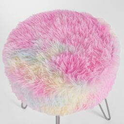 OHS Fluffy Footstool Hairpin Fleece Bedroom Vanity Seat Modern Pouffe Decor Chair in Pink - thumbnail 4