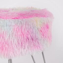 OHS Fluffy Footstool Hairpin Fleece Bedroom Vanity Seat Modern Pouffe Decor Chair in Pink - thumbnail 5