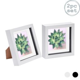 "Nicola Spring 3D Box Photo Frames - 6 x 6"" with 4 x 4"" Mount - Ivory Mount - Pack of 2 in White" - thumbnail 1