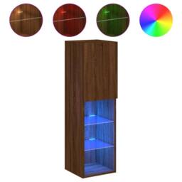 Berkfield Home TV Cabinet with LED Lights Brown Oak 30.5x30x102 cm - thumbnail 3