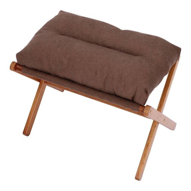 VOGREX Bamboo Cotton Upholstered Foot Stool Ottoman Seat in Brown - image 1