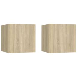 Berkfield Home Practical Bedside Cabinets 2 pcs Sonoma Oak 30.5x30x30 cm Enginee in Light Tan - thumbnail 2