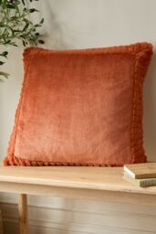 Catherine Lansfield 'Velvet & Faux Fur' 55x55cm Cushion in Burnt Orange - Size: 55 cm x 55 cm