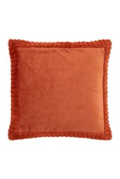 Catherine Lansfield 'Velvet & Faux Fur' 55x55cm Cushion in Burnt Orange - Size: 55 cm x 55 cm - thumbnail 5
