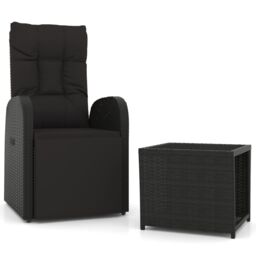 Berkfield Home 2 Piece Garden Lounge Set Black Poly Rattan&Steel - thumbnail 2