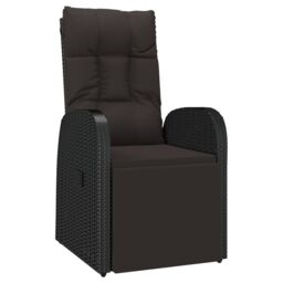 Berkfield Home 2 Piece Garden Lounge Set Black Poly Rattan&Steel - thumbnail 4
