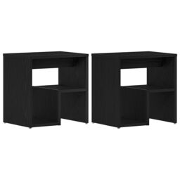 Berkfield Home Bedside Tables Set of 2 Black Oak Engineered wood 40x30x40 - thumbnail 2
